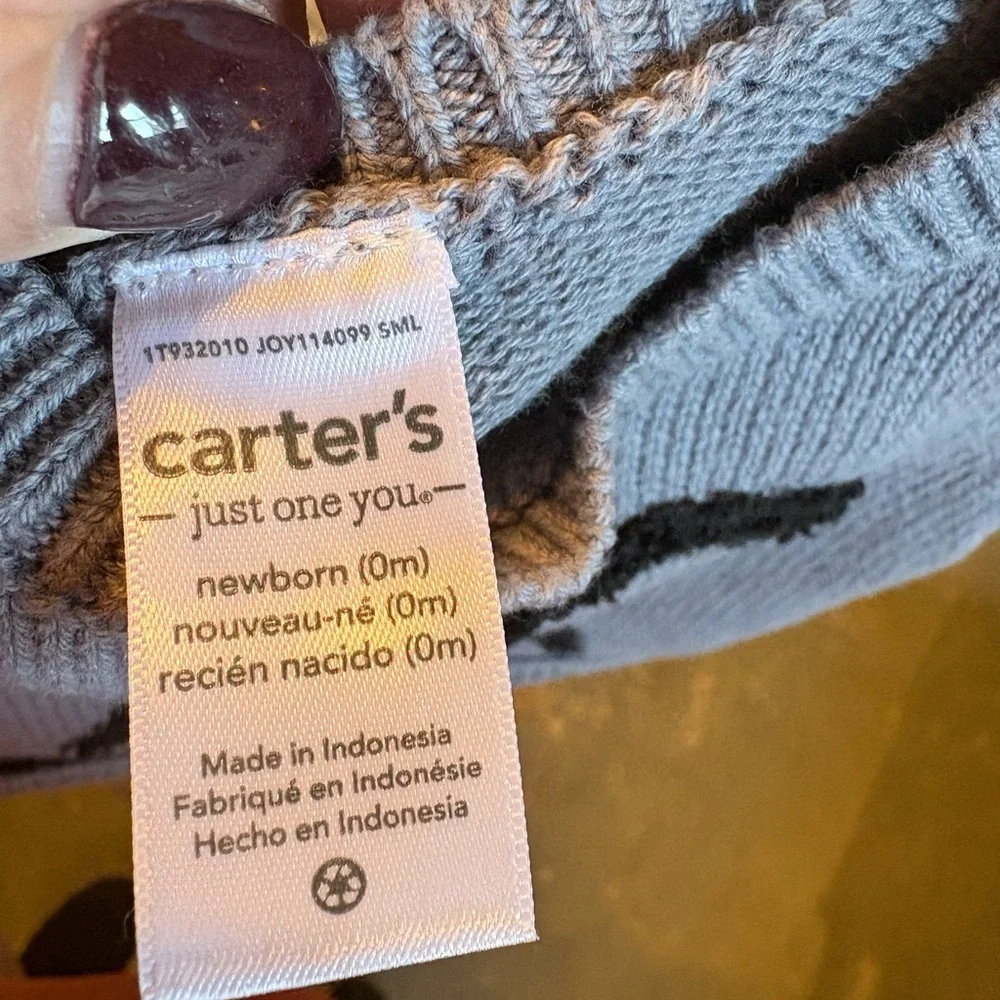 Carter's Gray Knit Newborn Outfit with Black Accent